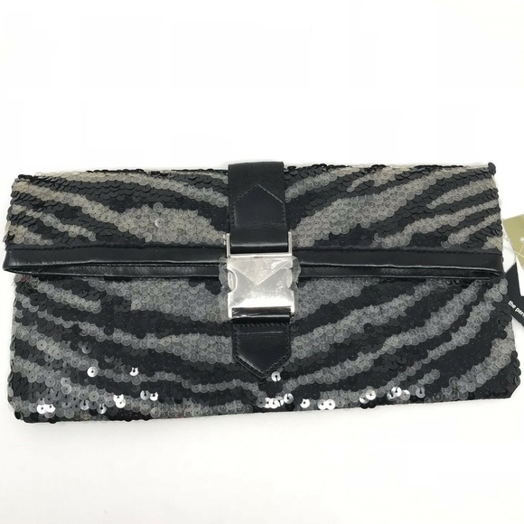Le SportSac Remix Sequin Zebra Foldover Clutch